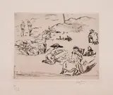 Jules Pascin, On the beach (Ostende), drypoint