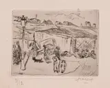 Jules Pascin, By the Fortress (Porte de Cligancourt), drypoint