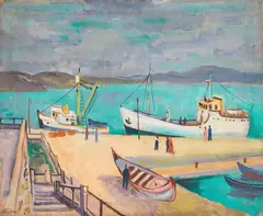 Evgeni Bugaev, Harbour, oil on canvas