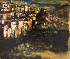 View towards Veliko Tarnovo by Ivan Hristov, 1979, oil paints on canvas, sold Jun 2024