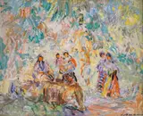 Stoyan Vasilev, Women in the Field, oil paints on cardboard