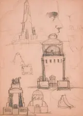 Ivan Milev, Projects for the Shipka Monument, 1925, pencil on paper