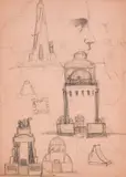 Ivan Milev, Projects for the Shipka Monument, 1925, pencil on paper