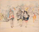 Stoyan Vasilev, At the fair, 1949, colored pencils on paper