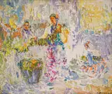 Stoyan Vasilev, Pickers, end of the 1940's, oil on cardboard