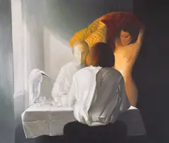 Dimitar Voinov, Morning ritual, 1982, oil on canvas
