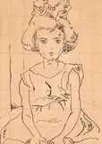 Nicolae Tonitza, Fetiță cu fundă în păr, cca. 1925, tuș pe hârtie
