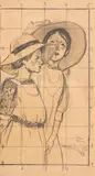 Nicolae Tonitza, Două prietene, 1924-1925, creion şi laviu pe hârtie