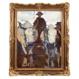 Car cu boi by Rudolf Schweitzer–Cumpăna, anii '30, ulei pe pânză lipită pe carton, offered Jun 2024