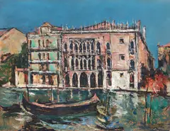 Gondole la Veneția by Gheorghe Petrașcu, 1924, ulei pe lemn, sold Jun 2024