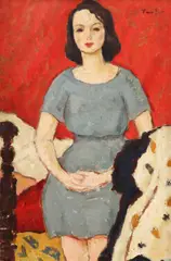 Nicolae Tonitza, Fată în interior, 1926-1928, ulei pe carton
