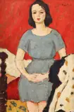 Nicolae Tonitza, Fată în interior, 1926-1928, ulei pe carton