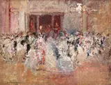 Emilian Lăzărescu, Seară de bal, 1900-1910, ulei pe carton