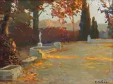 George Catargi, Toamnă la Versailles, a doua jumătate a anilor '40, ulei pe carton