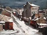 Jean Cheller, Iarnă în mahala, 1941, ulei pe placaj