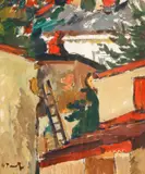 Nicolae Tonitza, Acoperișuri la Mangalia, 1927-1929, ulei pe carton