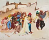 Magdalena Rădulescu, Nuntă dobrogeană, anii '50, ulei și guașă pe carton