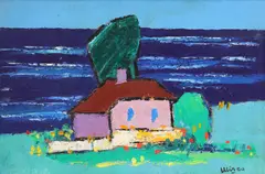 Casă la Mangalia by Ion Mirea, ulei pe carton, sold Jun 2024