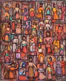 Magdalena Rădulescu, Oameni la ferestre, 1977, ulei pe pânză
