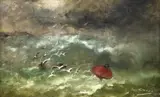 Eugen Voinescu, Pescăruși pe mare învolburată, 1908, ulei pe pânză
