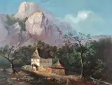 Henri Trenk, Chilie pe Valea Oltului, 1862, ulei pe carton subțire