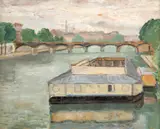 Theodor Pallady, Debarcader pe Sena (spre Pont des Arts), prima jumătate a anilor '20, ulei pe carton