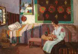 Nicolae Enea, Țărancă în interior, cca. 1930, ulei pe carton