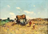 Teodor Harșia, Strânsul fânului, cca. 1942, ulei pe pânză