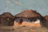Adam Bălţatu, Casa bunicillor, 1918, ulei pe carton