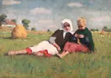 Janos Laszlo Aldor, Țărăncuțe în iarbă, 1925, ulei pe pânză