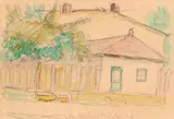 Theodor Pallady, Case din București, acuarelă și creion pe hârtie