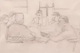 Nicolae Vermont, Jocul de cărți, creion pe hârtie