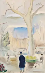 Henri Catargi, Promenadă la Câmpulung, 1936, acuarelă și creion pe hârtie