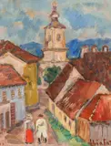 Dumitru Ghiață, Sat ardelenesc, anii '30, ulei pe hârtie
