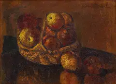 Coș cu mere by Octav Băncilă, cca. 1910-1912, ulei pe pânză, sold Jun 2024