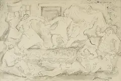 Marijan Detoni, Bacchanalia, 1938., tuš i lavirani tuš na papiru