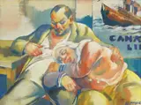 Marijan Trepše, In the Tavern, 1940., akvarel na papiru