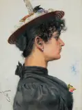 Nikola Mašić, Summer Hat, 1885.-1890., ulje na papiru kaširano na kartonu