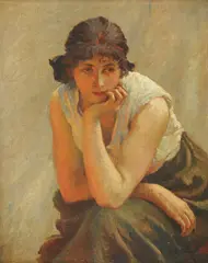 Vlaho Bukovac, Meditation (Jelica Bukovac), 1916., ulje na platnu