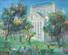 Mladen Veža, University Library, 1995., ulje na platnu