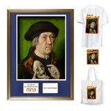 Aelbrecht Bouts, Autoportret  (NFT produs în parteneriat cu Muzeul Național Brukenthal), 1. lot de artă digitală, unicat, fișier JPG, 2806 x 3639 pixels (5,029,779 bytes), în vederea criptării în format NFT (non-fungible token)
2. fine art print, 70 x 50 cm (cadru), 42.5 x 30 cm (imagine)
3. tricou, material textil, măsura M
4. Tote Bag, material textil, 37 x 40 cm
5. sticker, 15 x 20 cm