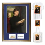 Hans Memling, Portret de bărbat citind. Portretul lui Pieter Bultnyck  (NFT produs în parteneriat cu Muzeul Național Brukenthal), 1. lot de artă digitală, unicat, fișier TIF, 3274 x 4551 pixels (44,724,476 bytes), în vederea criptării în format NFT (non-fungible token)
2. fine art print, 70 x 50 cm (cadru), 42.5 x 30 cm (imagine)
3. tricou, material textil, măsura M
4. Tote Bag, material textil, 37 x 40 cm
5. sticker, 15 x 20 cm