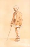 Ciobănaș by Ludovic Bassarab, 1924, acuarelă și creion pe hârtie, sold May 2024