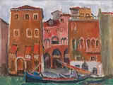 Bărci la Chioggia by Niculina Delavrancea Dona, ulei pe carton, offered May 2024