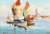 Rudolf Négely, Vele la Veneția, 1933, ulei pe carton