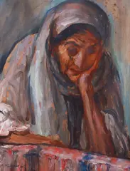 Samuel Mützner, Țărancă pe gânduri, 1930, ulei pe carton