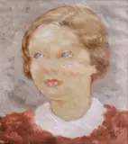 Bob (Gheorghe) Bulgaru, Fetiță cu guler alb, 1935, ulei pe carton
