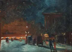 Henri Visconte, Nocturnă (Place de la Madeleine), ulei pe pânză