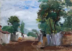 Pe uliță by Octavian Angheluță, 1947, ulei pe pânză, sold May 2024