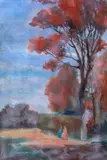 Nicolae Gropeanu, În Grădina Versailles, pastel pe hârtie lipită pe carton